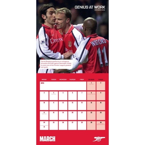 Arsenal FC Legends 2025 Wall Calendar