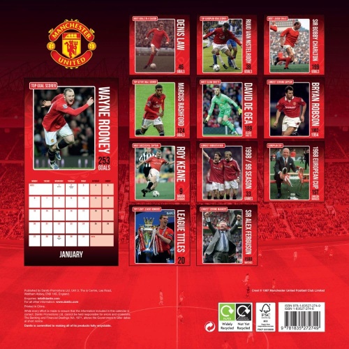 Manchester United FC Legends 2025 Wall Calendar