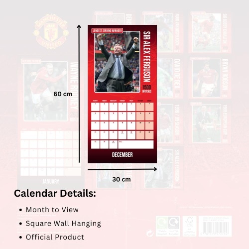 Manchester United FC Legends 2025 Wall Calendar