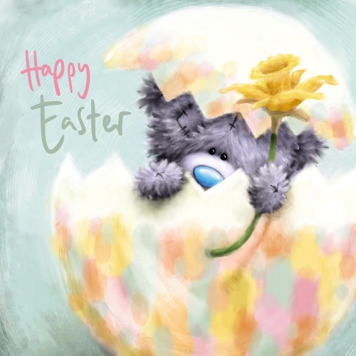 Me to You Happy Easter Card Tatty Teddy with Daffodil and Egg