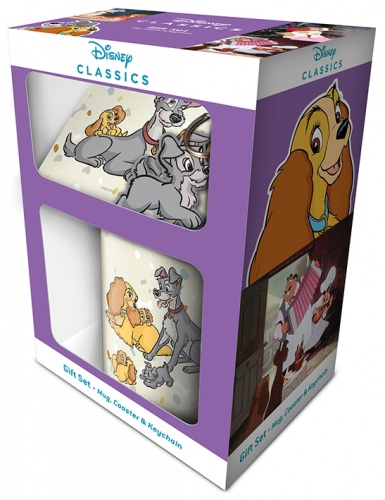 Disney Lady and the Tramp Playful Pups Mug, Coaster and Keyring Gift Set