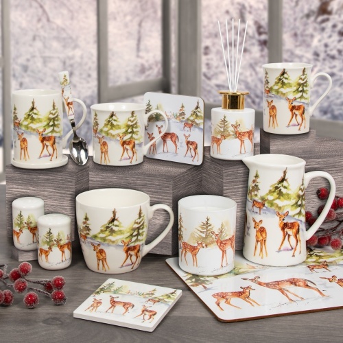 Forest Family Deer Winter Scene Set Of 4 Placemats