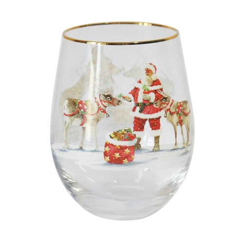 Santa Stemless Gin Glass Large Tumbler Gift Boxed