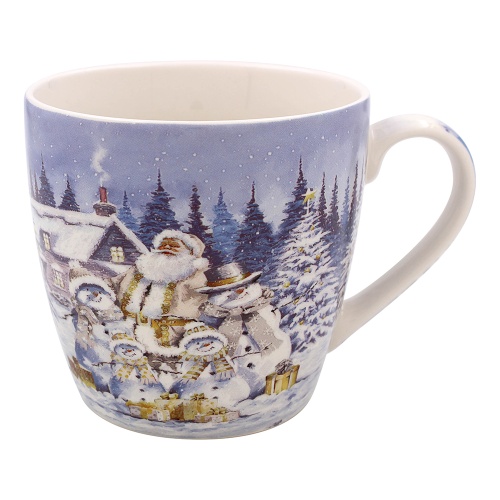 White Christmas Breakfast Mug Cup Festive Gift Boxed Festive scene