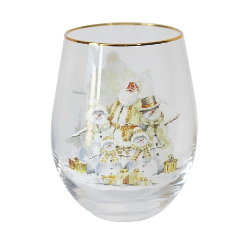 White Christmas Stemless Gin Glass Large Tumbler Gift Boxed