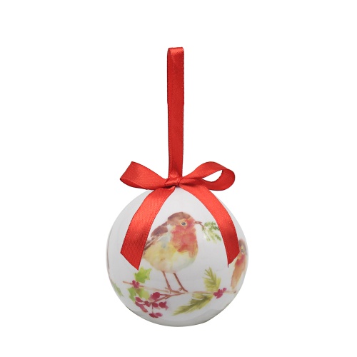 Winter Robins Set of 6 Christmas Tree Bauble Decorations - Boxed Robin Baubles