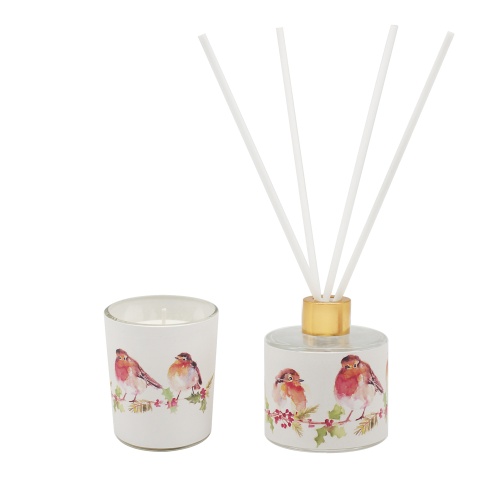 Winter Robins candle and diffuser Gift Set Spiced Vanilla & Cinnamon