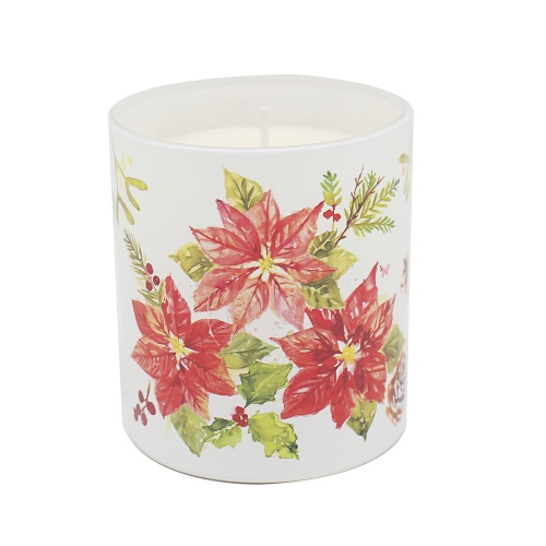 Poinsettia Scented Candle Ceramic Candle Jar Gift