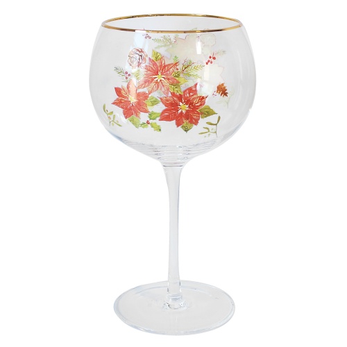 Poinsettia Balloon Copa Glass Gin and Tonic Festive Floral