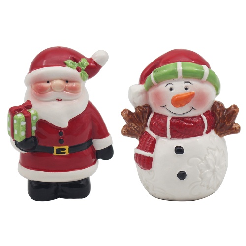 Snowman & Santa Christmas Salt & Pepper Shakers Pots Cruet Set