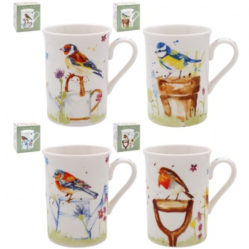 British Garden Birds Mug Bird Mugs Fine China Robin Chaffinch Goldfinch Blue Tit