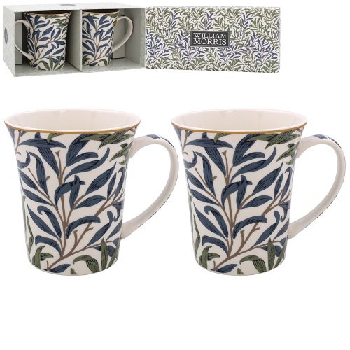 William Morris Willow Bough Floral Set of 2 Fine China Mugs