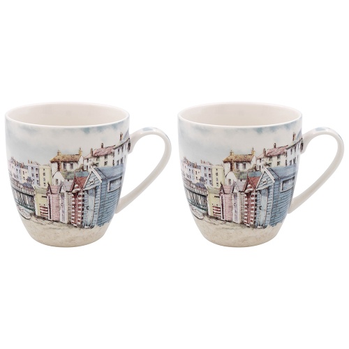 Sandy Bay Set of 2 Mugs Beach Seaside Nautical Gift Boxed