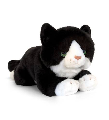 Keel Toys Signature large Cuddle Cat Black & White Kitten 32cm Plush Soft Toy