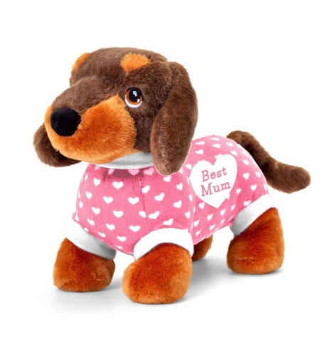 Keeleco Dachshund Best Mum Pink Top 25cm Soft Toy Keel Toys