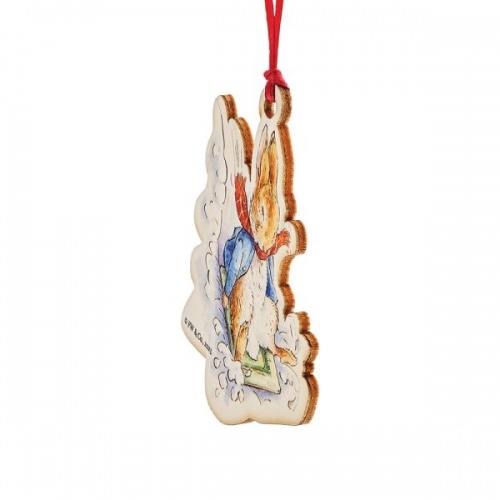 Beatrix Potter Peter Rabbit Sledging at Christmas Wooden Hanging Ornament