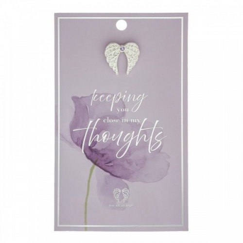 Keeping you in my Close Thoughts Angel Wings Pin Badge and Card