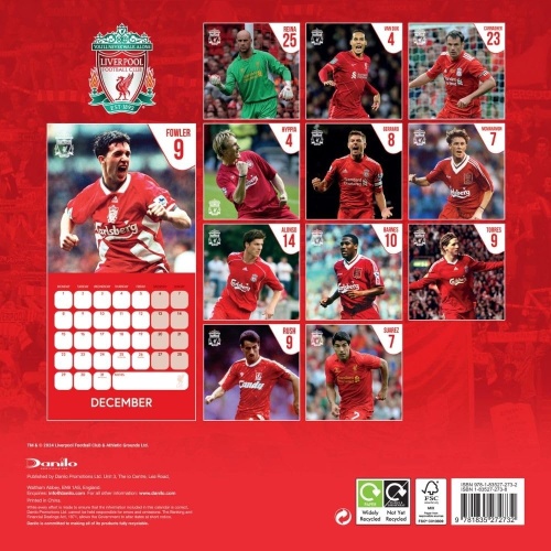 Liverpool FC Legends 2025 Wall Calendar