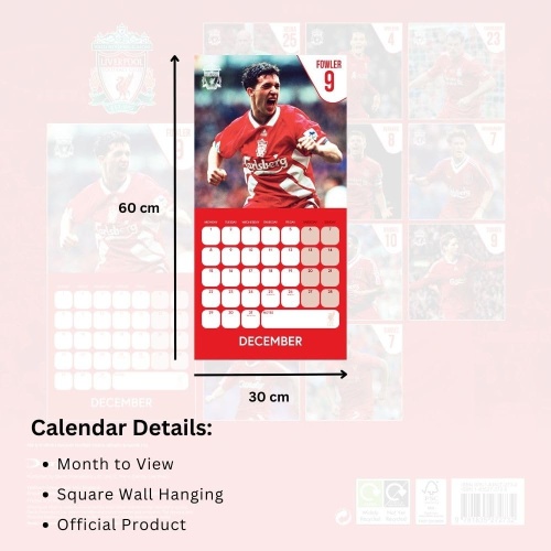 Liverpool FC Legends 2025 Wall Calendar