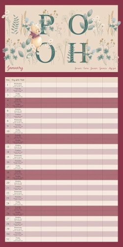 Disney Winnie The Pooh Official 2025 Family Calendar