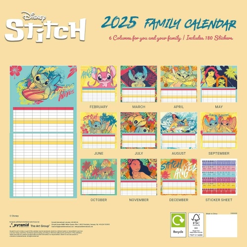 Lilo & Stitch 2025 Family Planner Calendar Disney