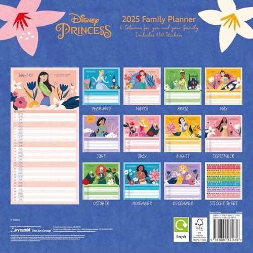 Disney Princess Family Organiser 2025 Calendar