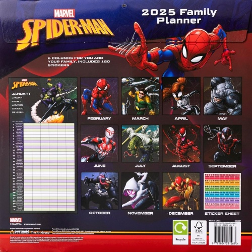 Marvel Spider-Man 2025 Family Planner Square Wall Calendar