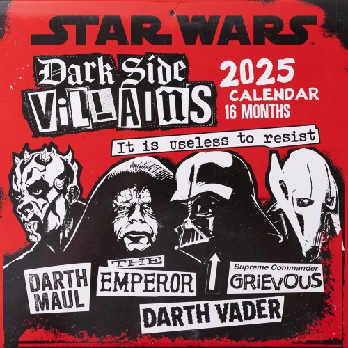 Disney Star Wars Dark Side Villains 2025 Wall Calendar