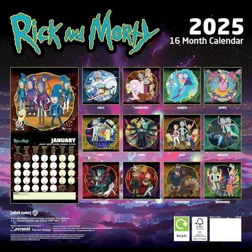 Rick & Morty 2025 Wall Calendar