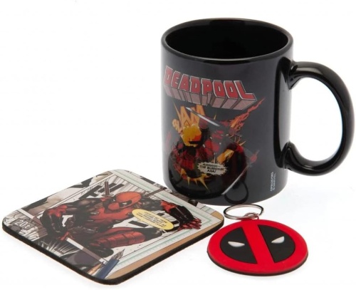 Deadpool Merc Goals Mug Coaster and Keyring Gift Set