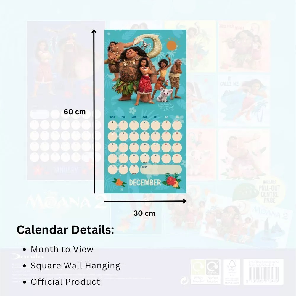 Disney Moana 2025 Calendar threelittlebears.co.uk