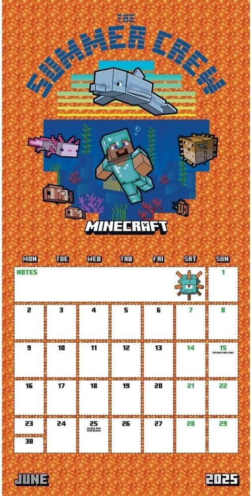 Minecraft Official 2025 Wall Calendar threelittlebears.co.uk