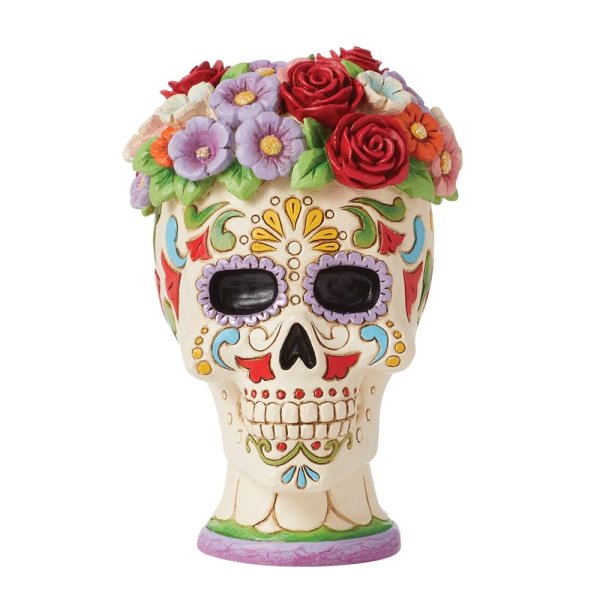 Jim Shore Day of The Dead Sugar Skull with Flower Crown