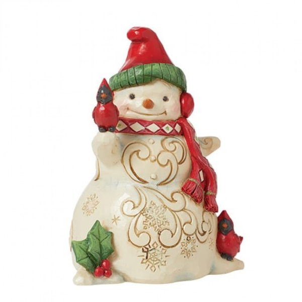 Jim Shore Heartwood Creek Snowman with Earmuffs and Cardinal Figurine