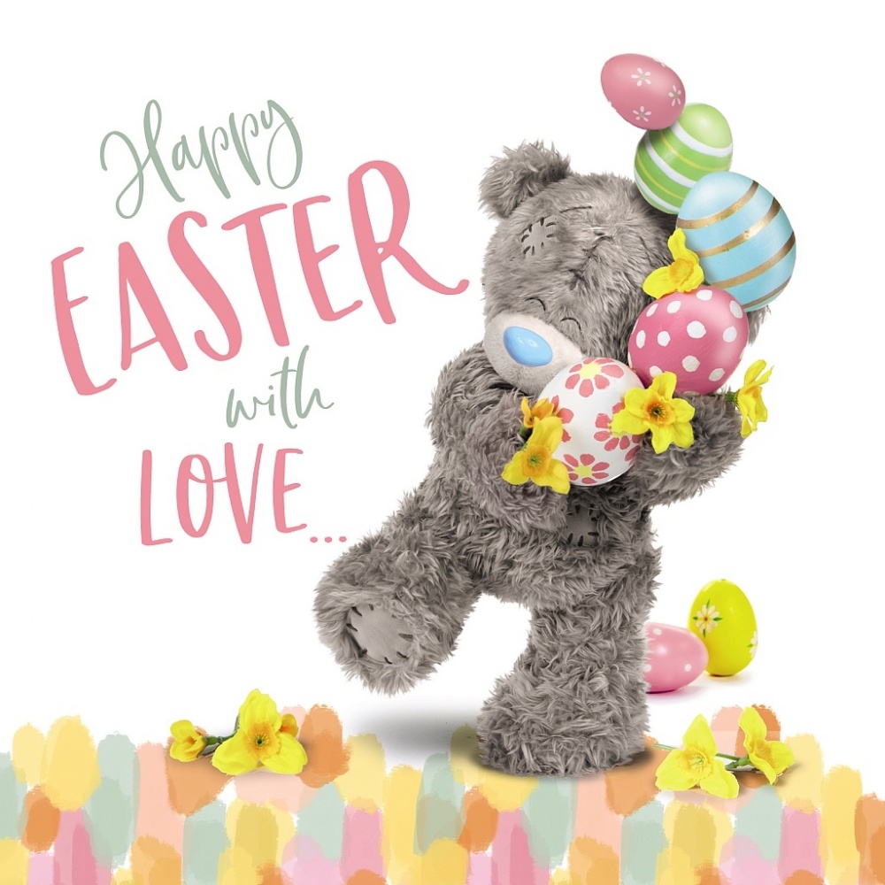 Me to You Happy Easter with Love Card Tatty Teddy with eggs