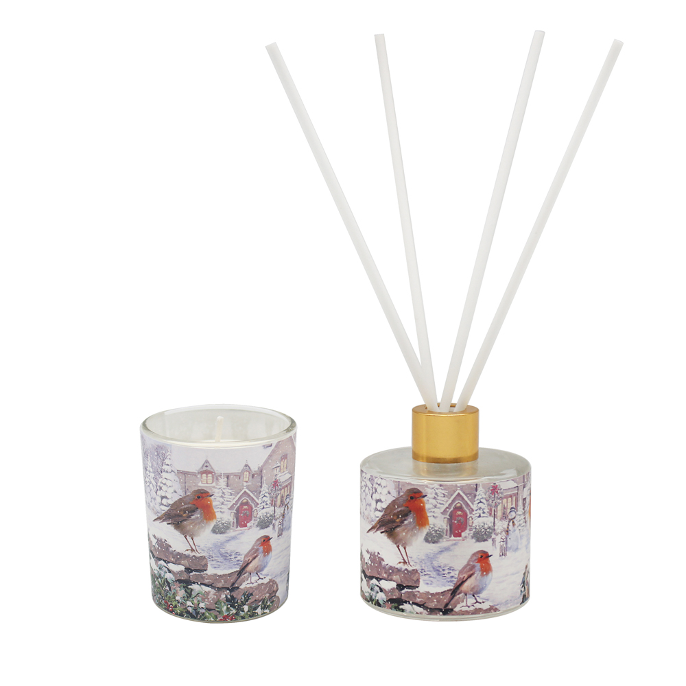 Christmas Robins Candle & Reed Diffuser Set