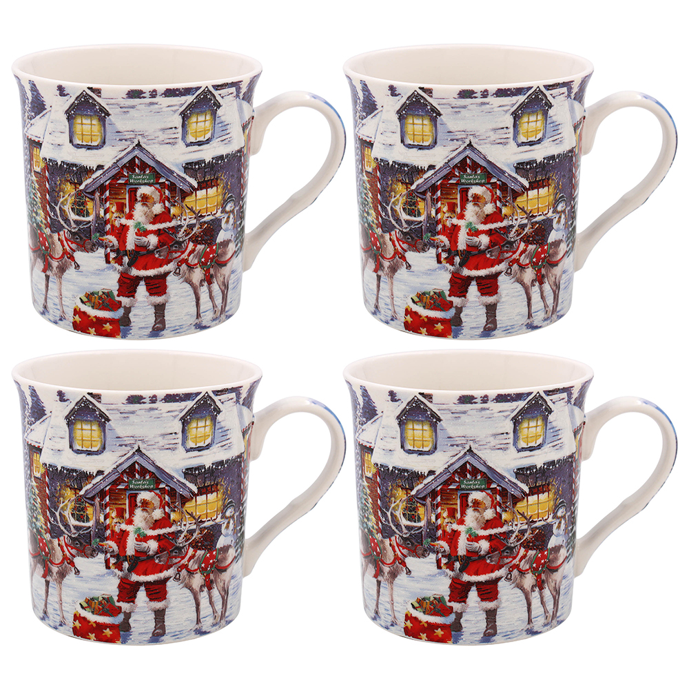 Santa Christmas Set of 4 Mugs - Gift Boxed