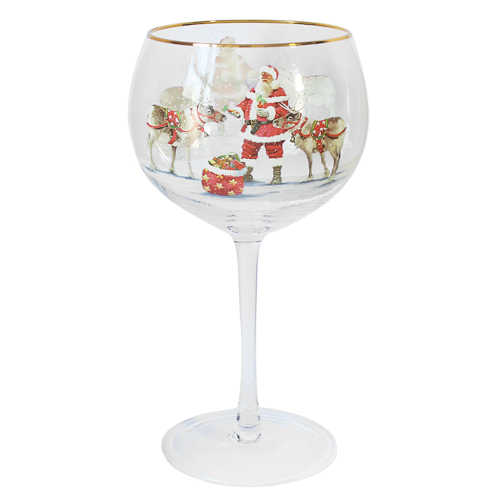 Santa Christmas Balloon Copa Glass Gin and Tonic Festive