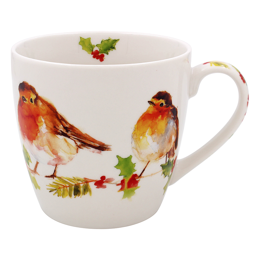 Winter Robins Breakfast Mug Cup Robin Christmas Mug