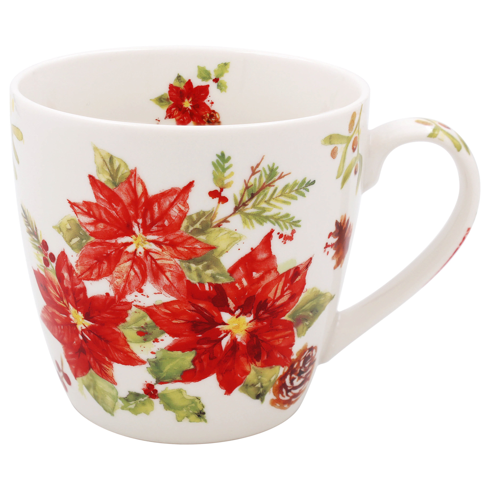 Poinsettia Breakfast Mug Cup - Christmas Festive Gift Boxed