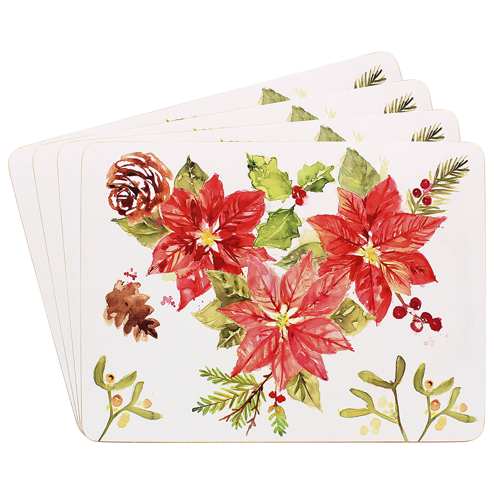 Poinsettia Set of 4 Christmas Placemats