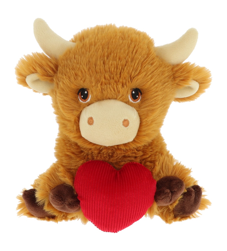 Keel Toys 18cm Keeleco Highland Cow with Heart Soft Toy Plush