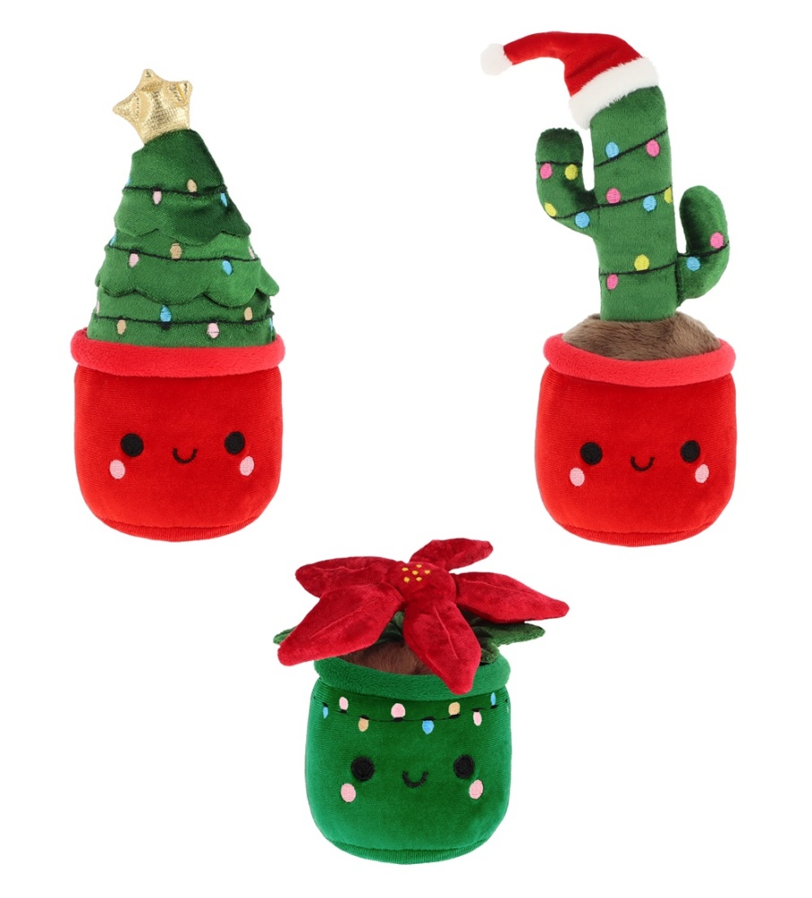 Keel Toys 12cm Plant Christmas Bobballs Beanie Plush Cactus Poinsettia Tree