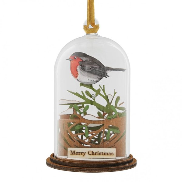 Christmas Robin Hanging Ornament Eco-friendly Glass Dome Figurine Merry Christmas