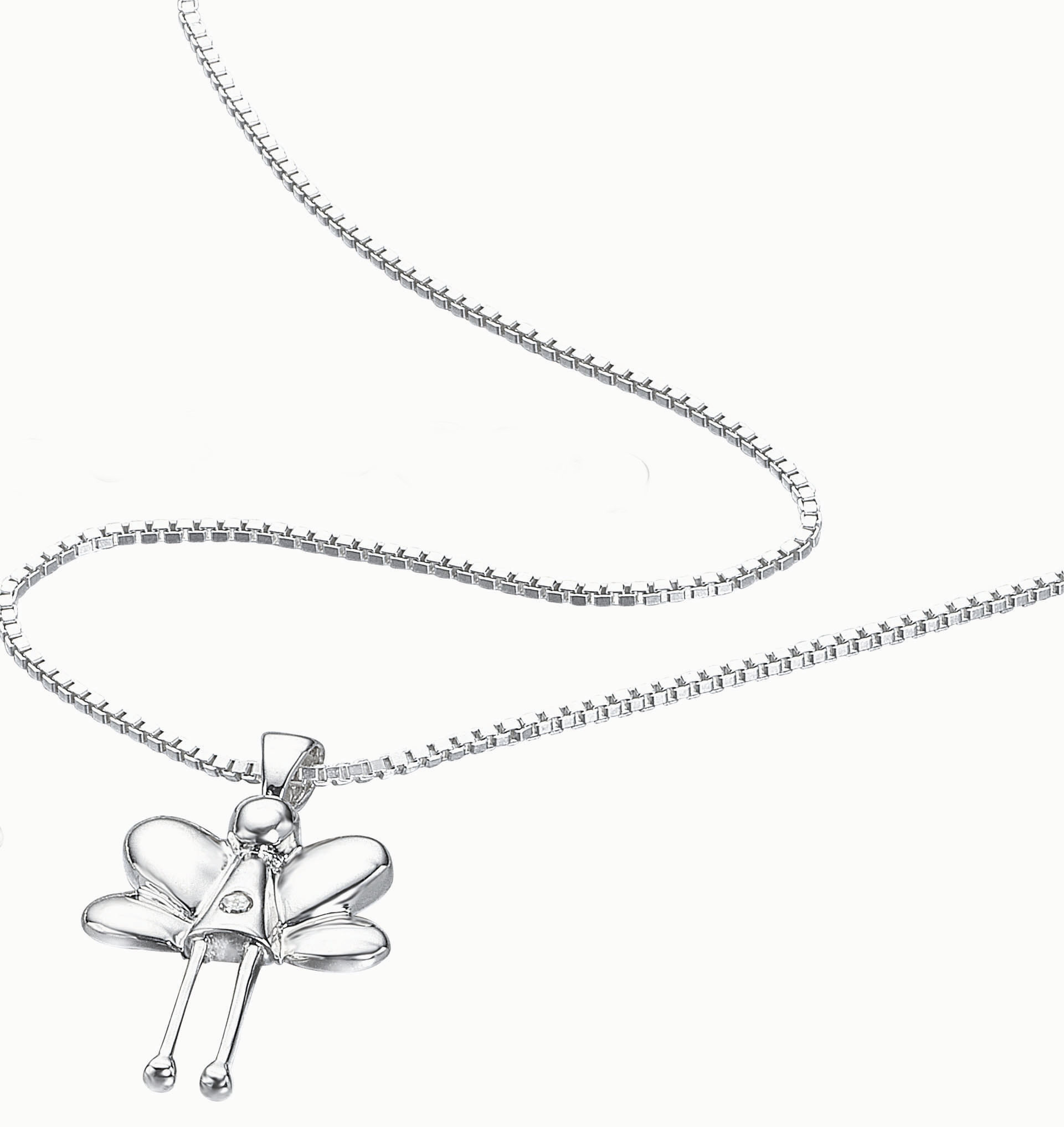 Childrens Silver D For Diamond Fairy Pendant Necklace