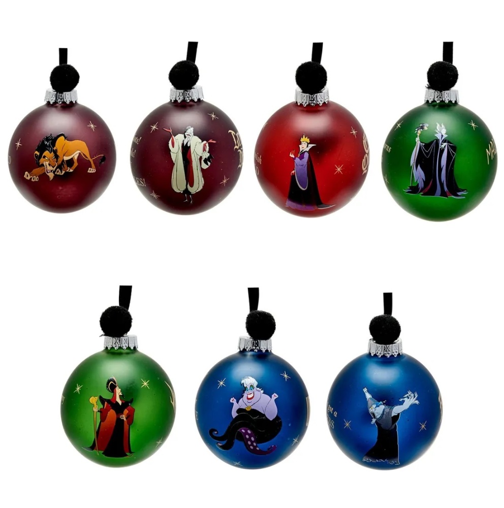 Disney Set Of 7 Christmas Tree Baubles Icons & Villains