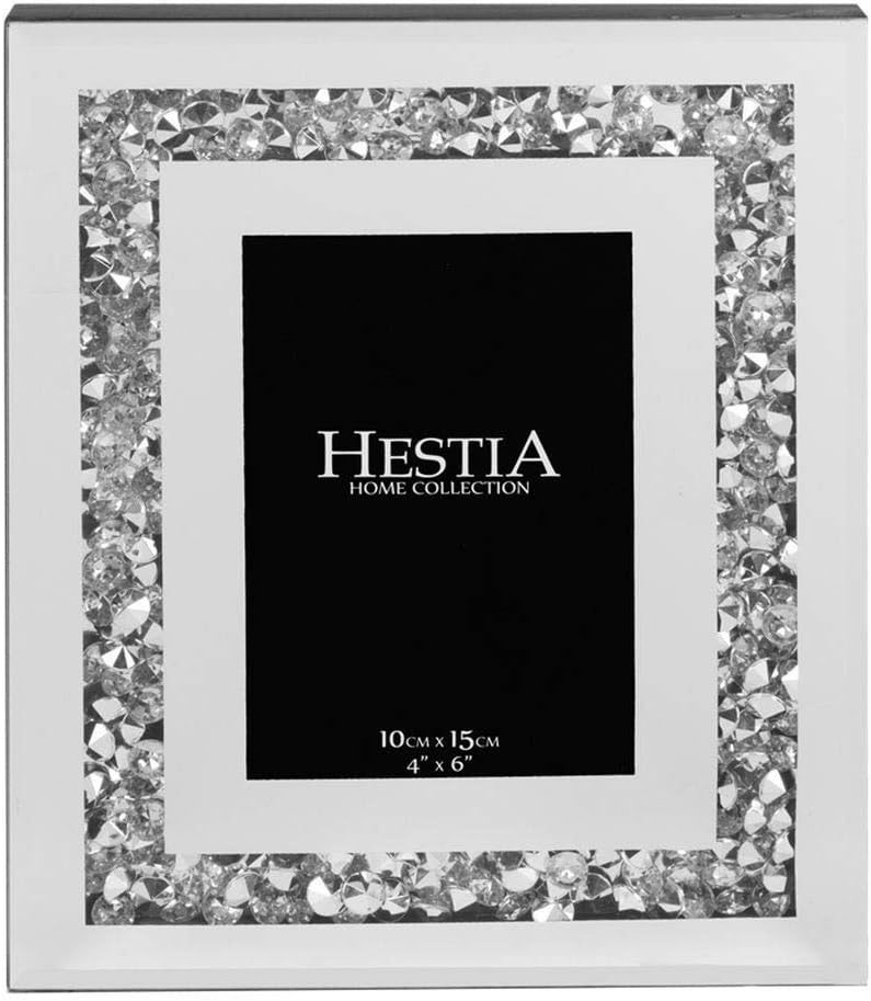 Mirror and Crystal 4'' x 6'' Picture Photo Frame Crushed Crystal Frame