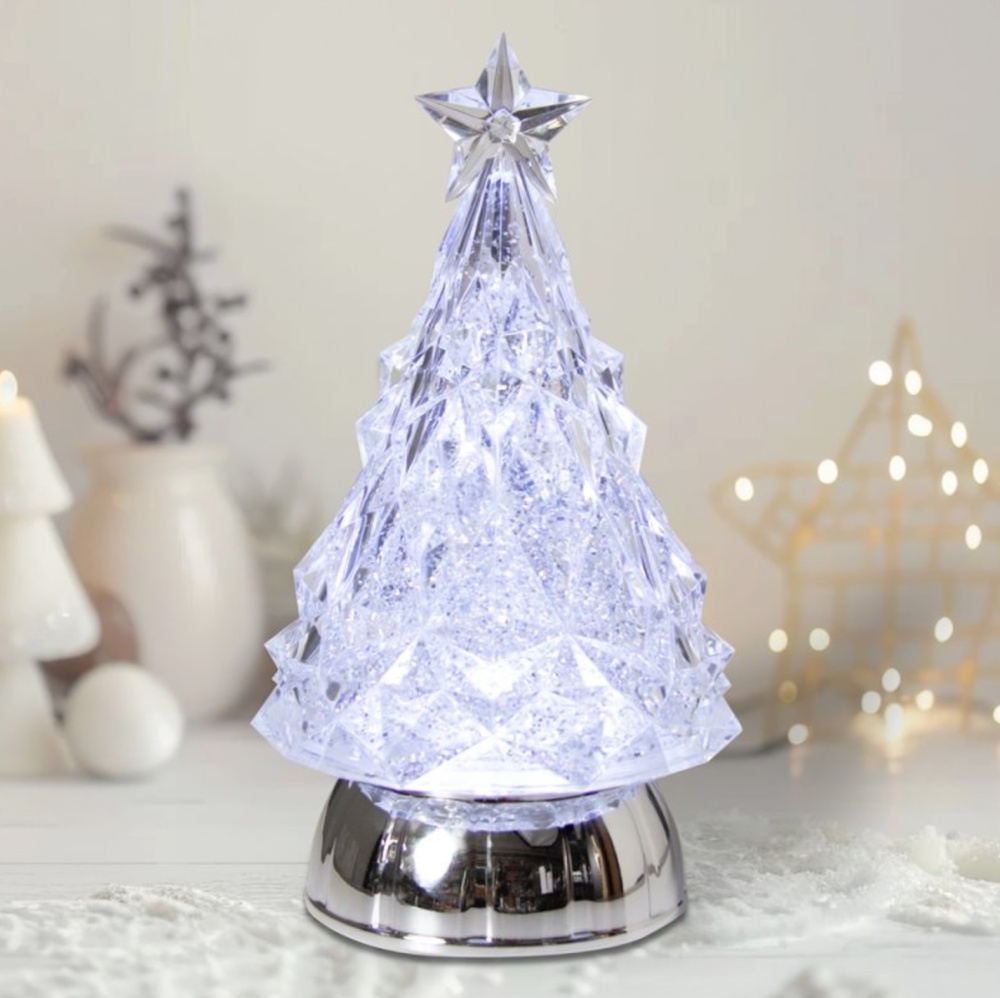 Glitter Christmas Tree Decoration With Colour changing  LED Lights