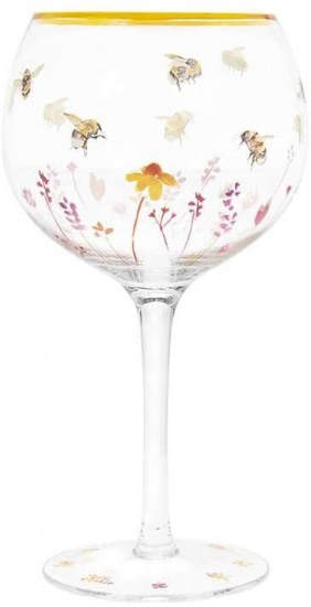 Busy Bees Balloon Glass Gin and Tonic Floral Bumble Bee Balloon Glass