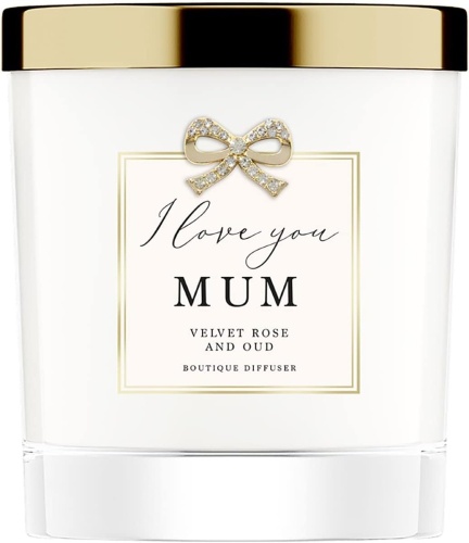 I Love you Mum Velvet Rose & Oud Boutique Jar Candle with Bow Embellishment